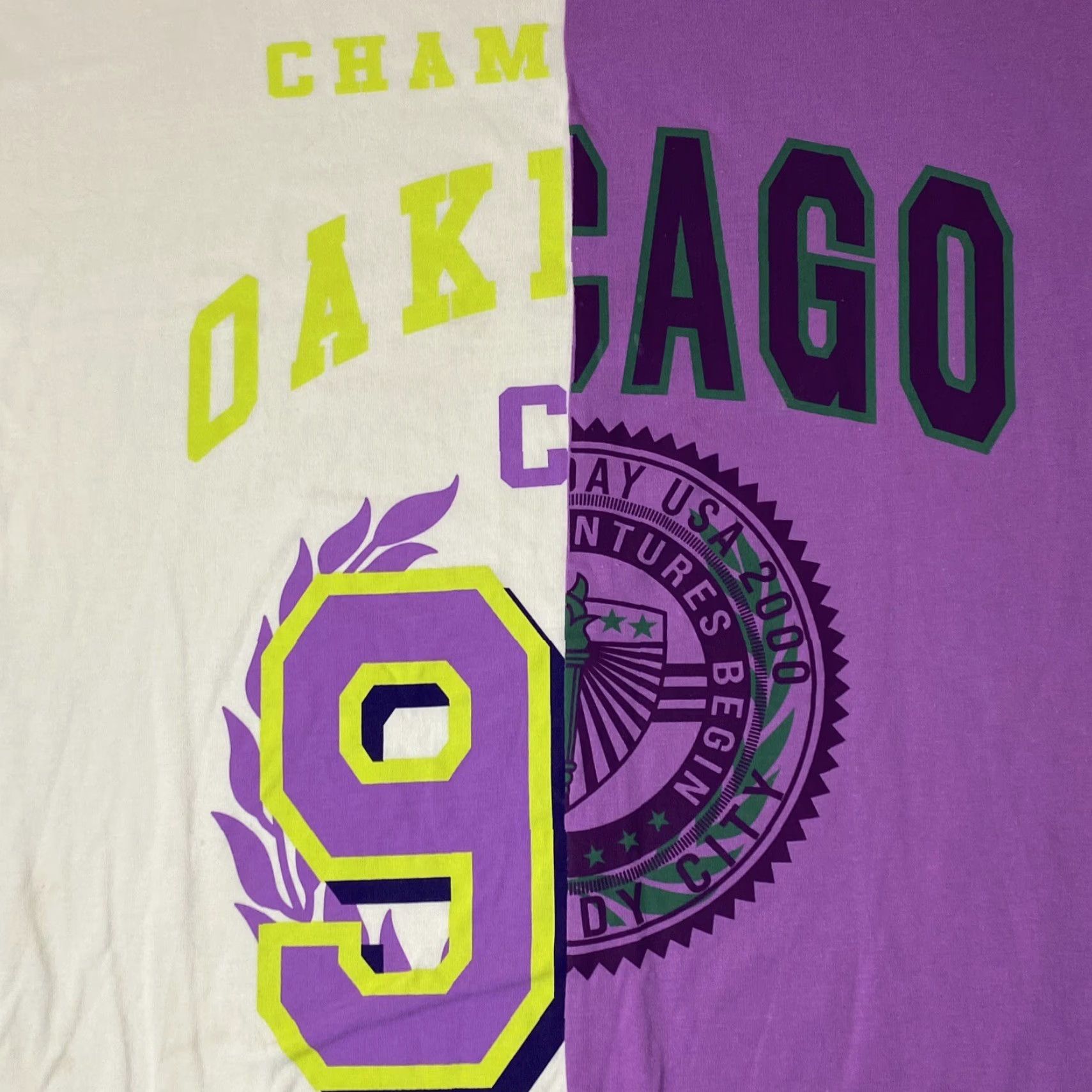 Vintage VINTAGE NBA T Shirt LA Lakers / Chicago Bulls Mixed Split Tee RARE Size XS / US 0-2 / IT 36-38 - 2 Thumbnail