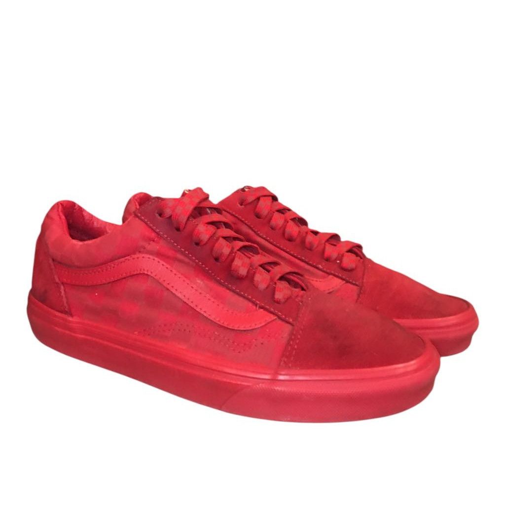 Vans Vans Off The Wall Old Skool Mono Checkerboard Skate Shoe Red Size US 6 / EU 39 - 6 Thumbnail