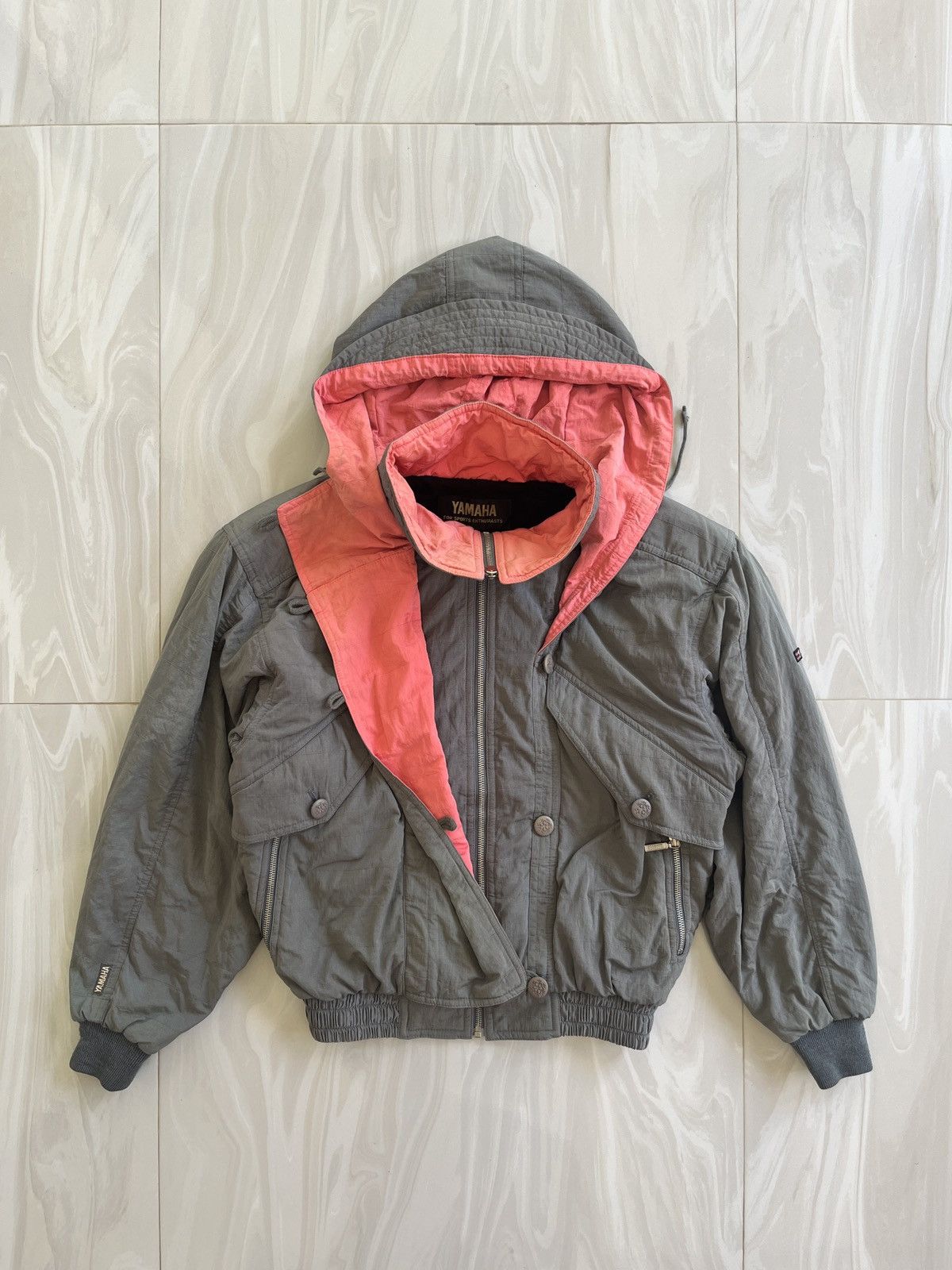 image of Schott x Vintage Yamaha Bomber Jacket in Grey, Men's (Size Large)