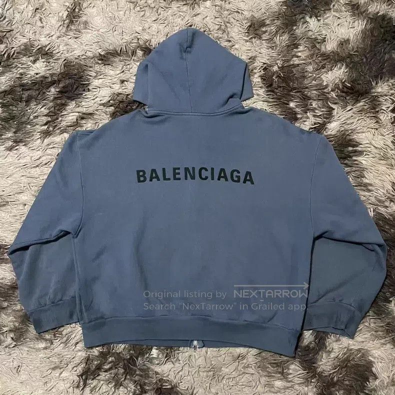 Balenciaga Balenciaga Embroidered Zip-Up Hooded Cardigan Faded Jacket Size US XL / EU 56 / 4 - 2 Thumbnail