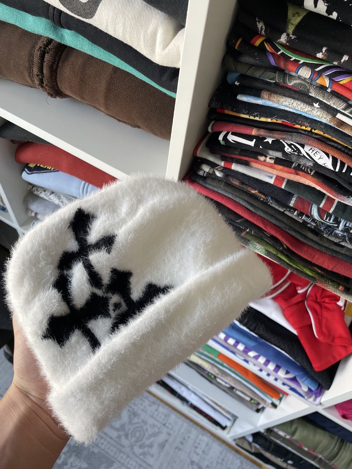 Japanese Brand Vintage Mohair Beanie Hat Varsity Iron Cross Y2K Drip Japan Size ONE SIZE - 7 Thumbnail