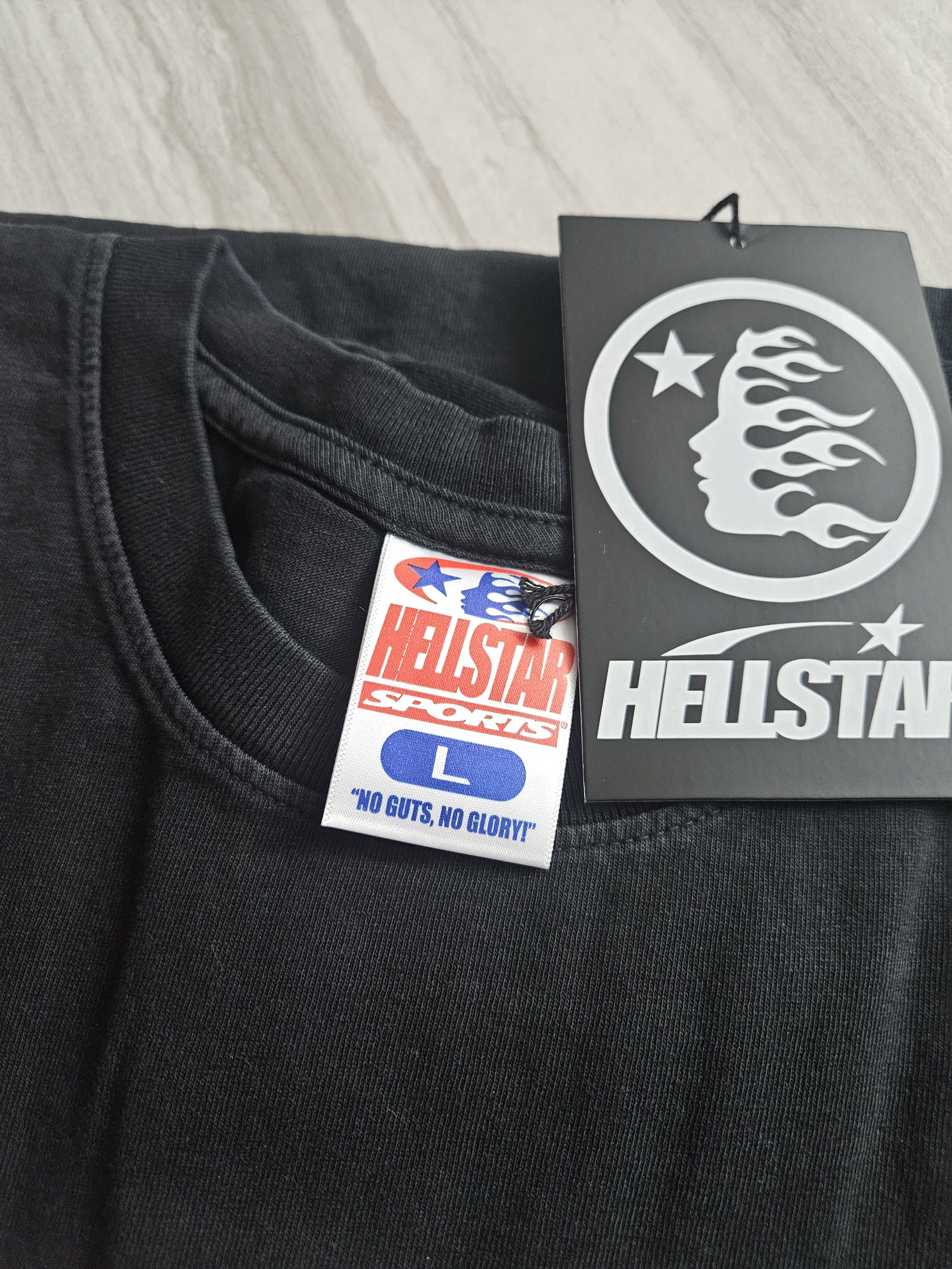 HELLSTAR H Star Black & White Blur Logo Black T Shirt Size US L / EU 52-54 / 3 - 5 Thumbnail
