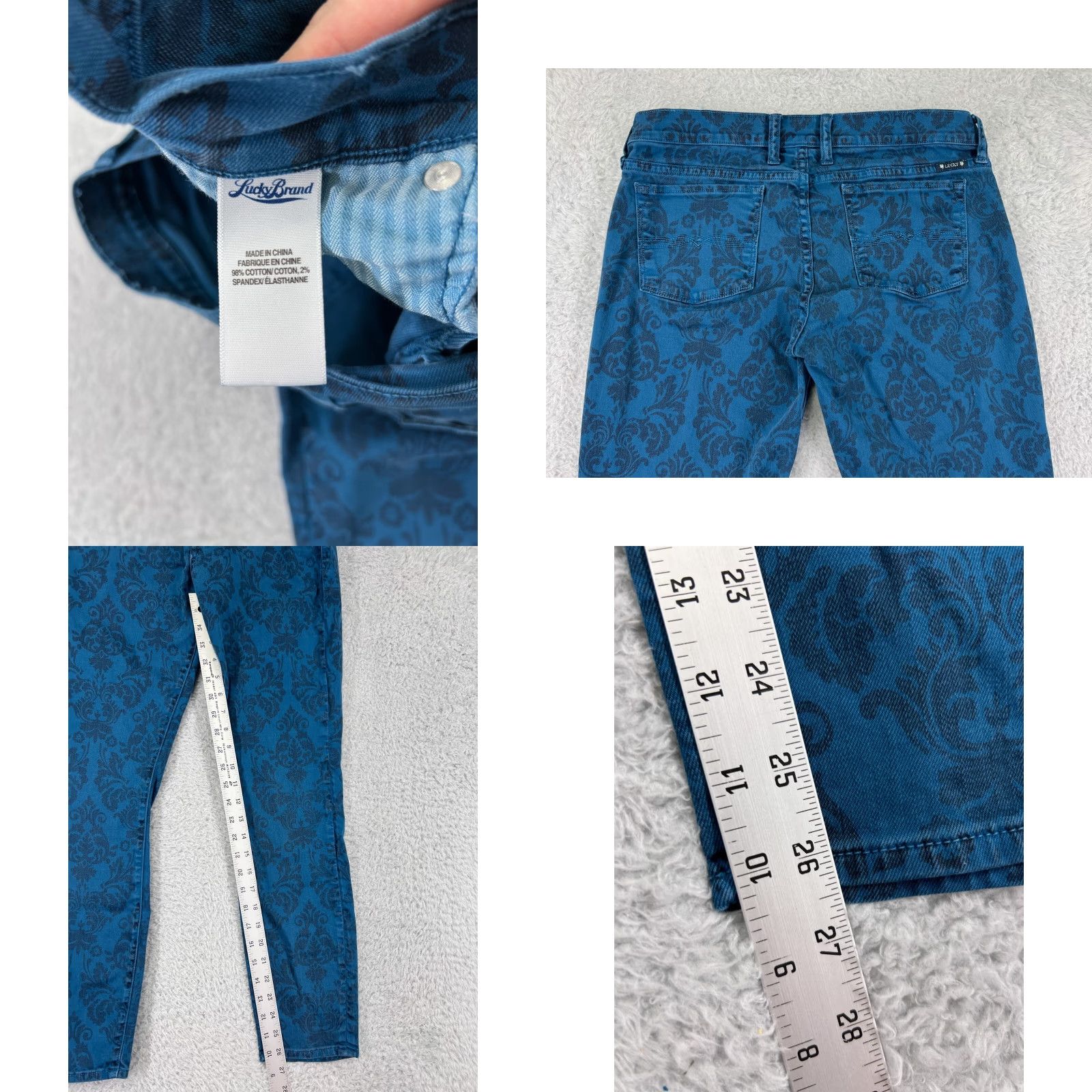 Lucky Brand Lucky Brand Jeans Womens 8 Blue Floral Pattern Charlie Skinny Cotton Blend Jeans Size 30" / US 8 / IT 44 - 8 Thumbnail
