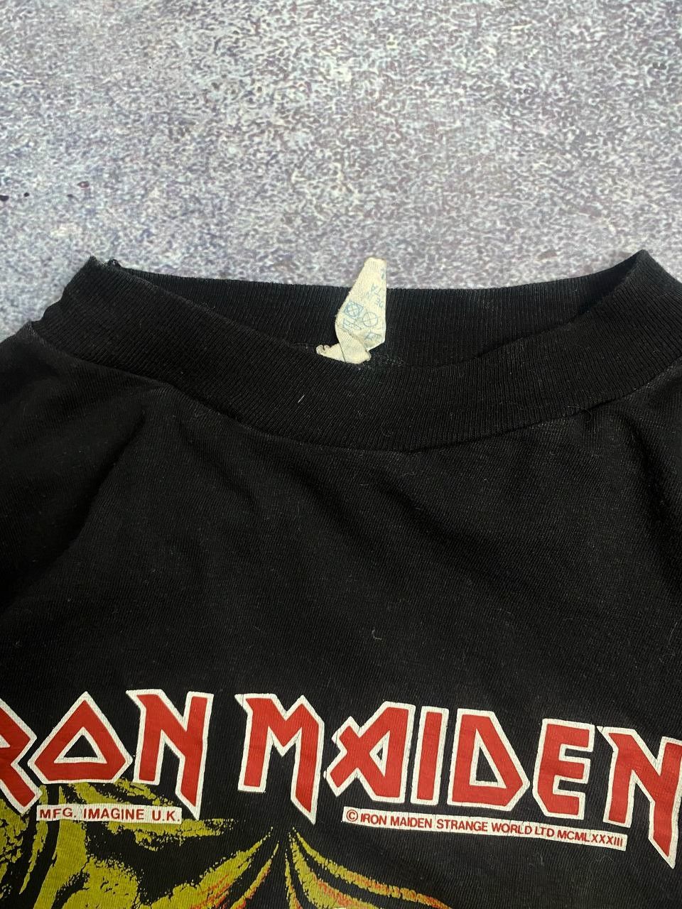 Band Tees × Iron Maiden × Vintage Rare Punk Vintage Iron Maiden Piece of Mind Black T shirt Size US M / EU 48-50 / 2 - 6 Thumbnail