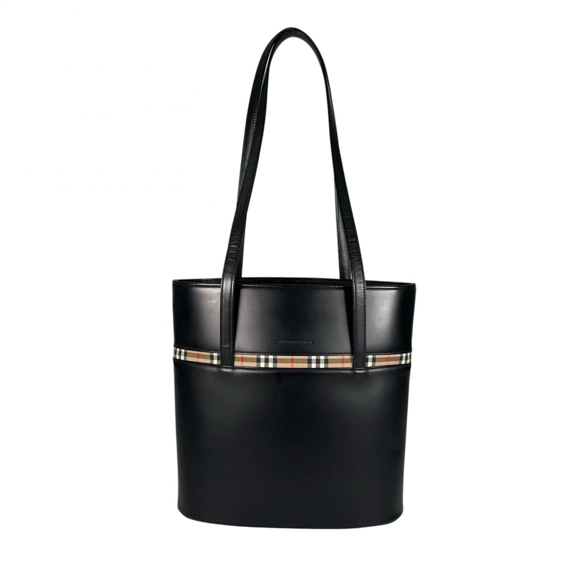 Burberry Burberry Nova Check Shadow Horse Handbag Tote Bag Black