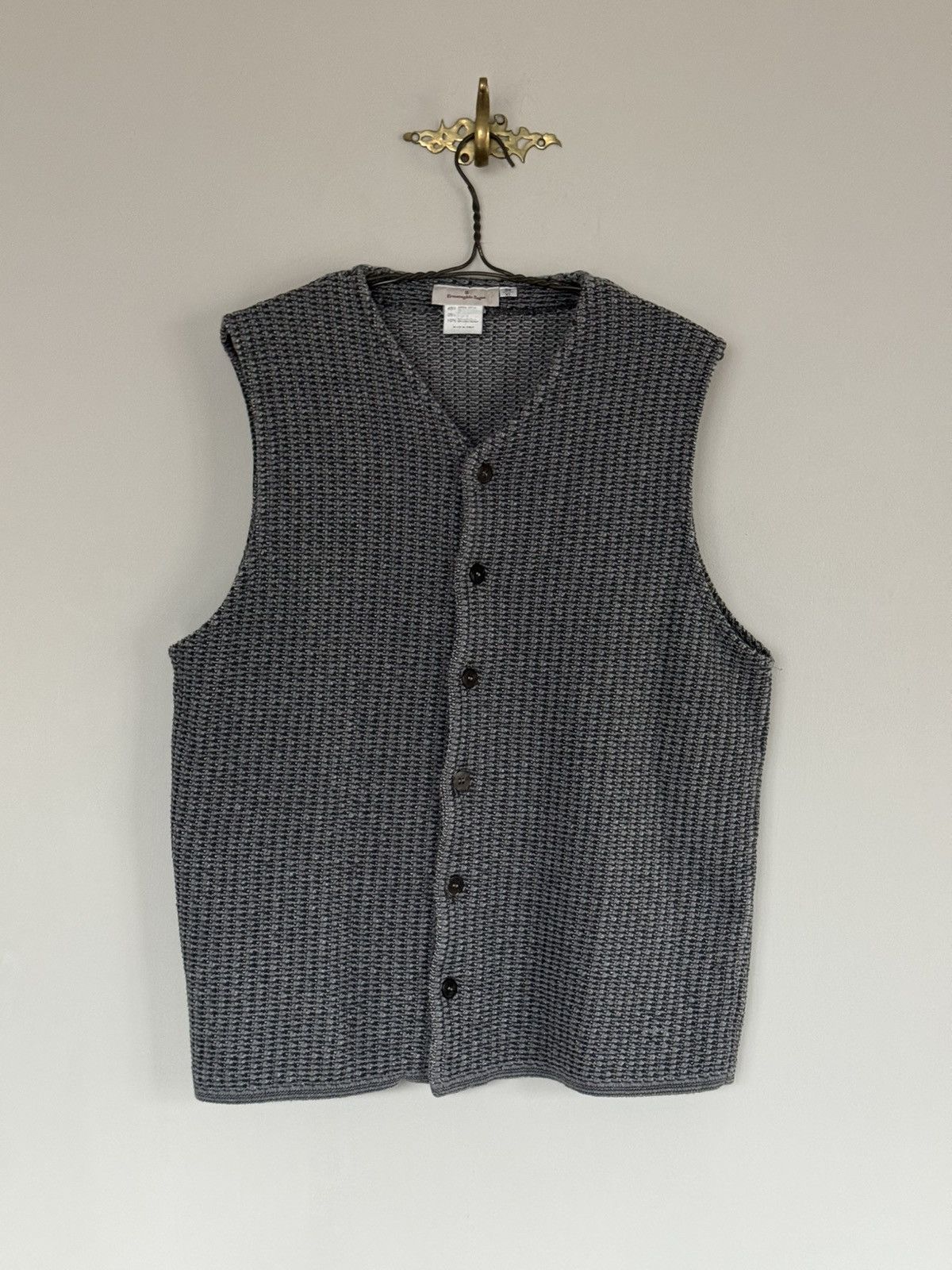Ermenegildo Zegna Vintage Zegna knit vest in gray weave sz 54 Size US L / EU 52-54 / 3 - 2 Thumbnail