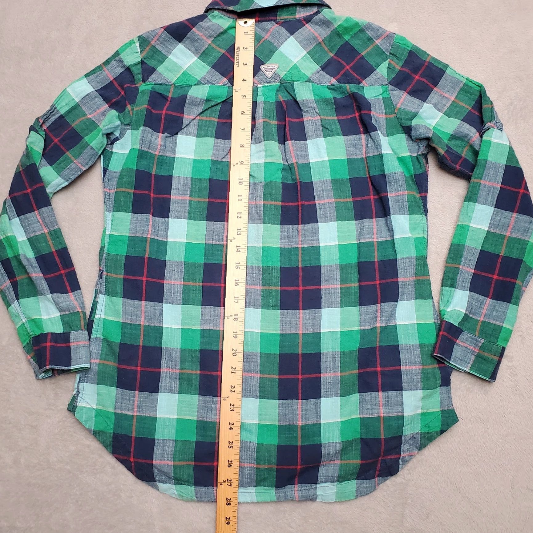Vintage Columbia Shirt Women L Green Plaid Tunic Henley Polo Convertible Top Button-Up Casual Size L / US 10 / IT 46 - 7 Thumbnail