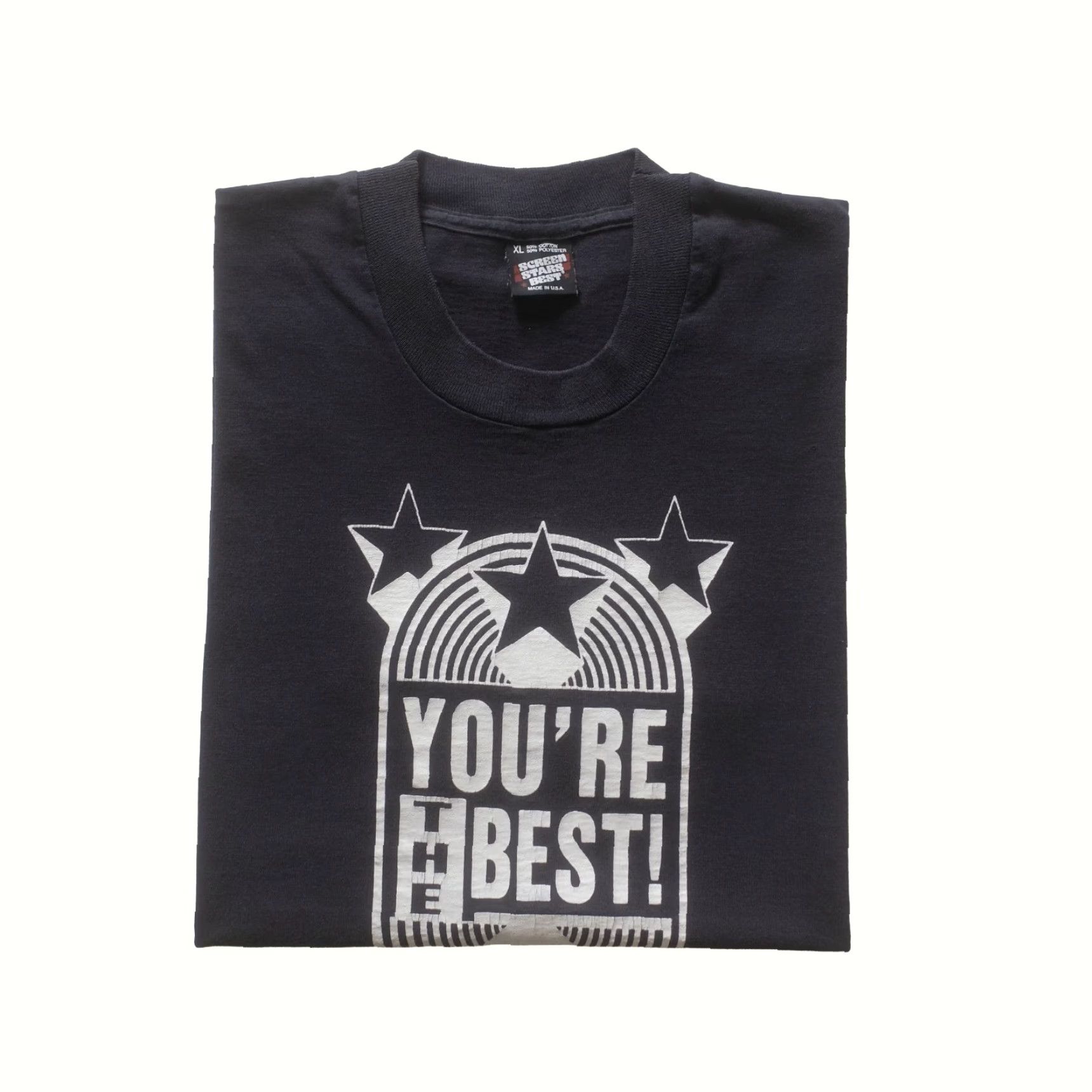 Vintage VINTAGE Screen Stars Graphic Tee Black 1980s USA MADE You Are The Best XL T Shirt Mens Boys Size US XL / EU 56 / 4 - 2 Thumbnail
