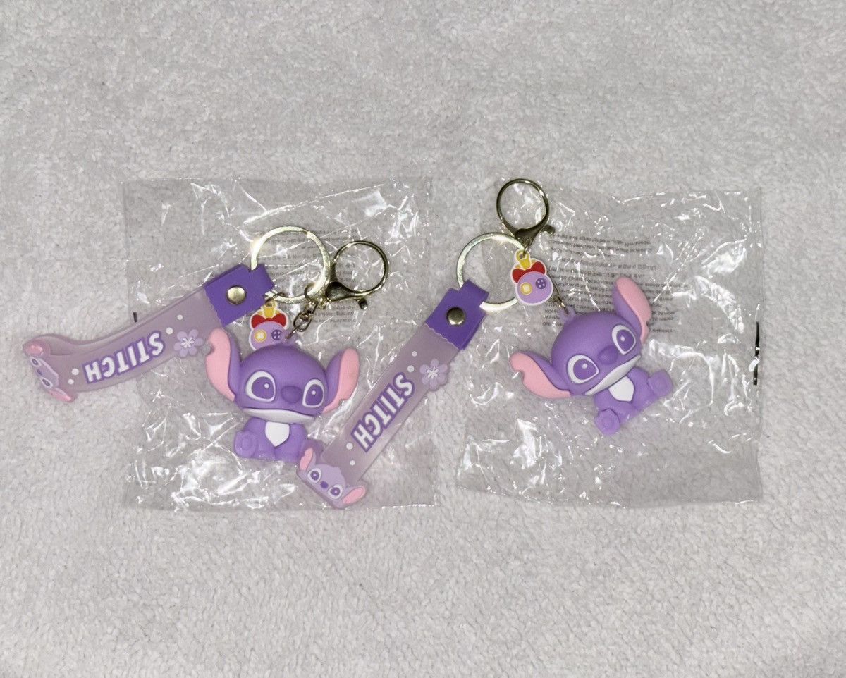 Disney Set of 2 Disney Stitch Purple Silicone Keychains - New Size ONE SIZE - 6 Thumbnail