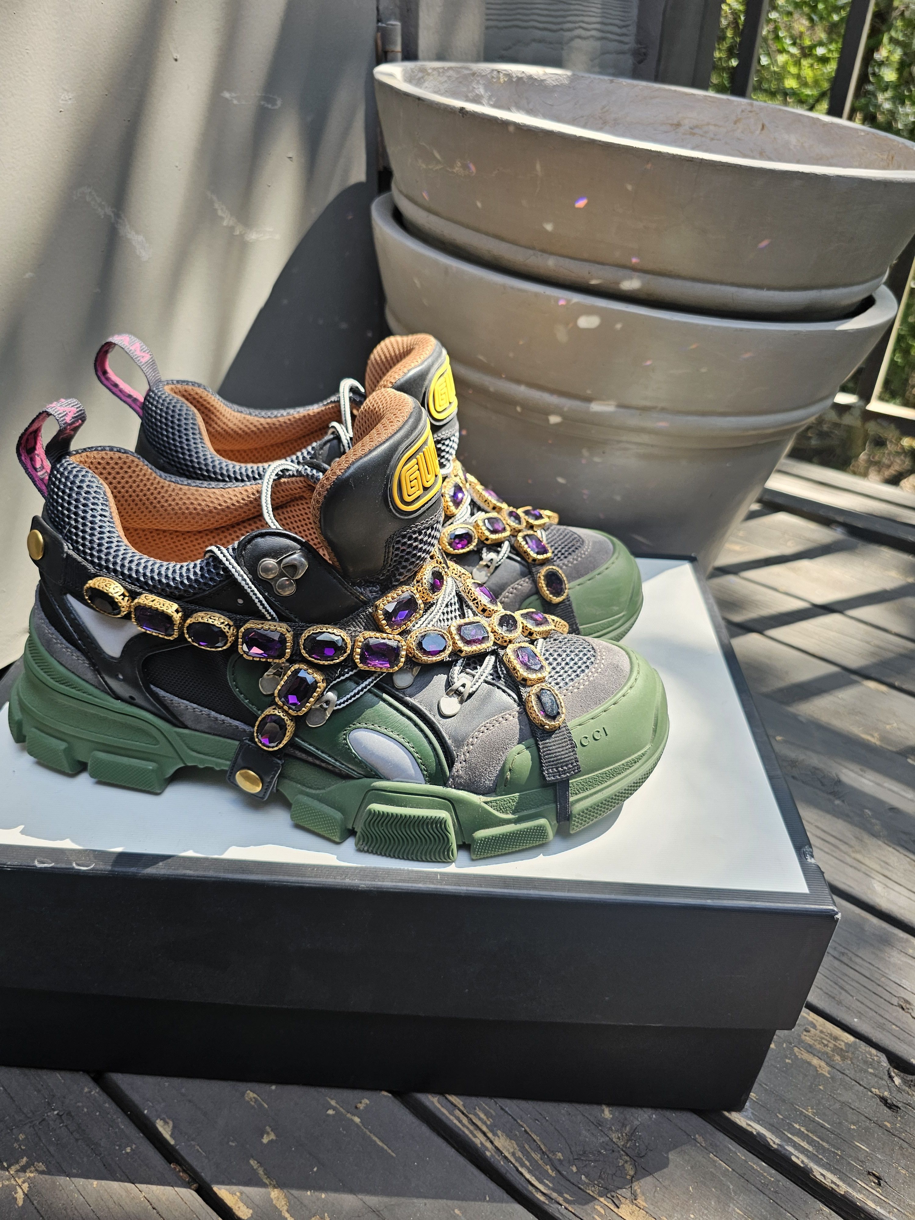 Gucci Gucci Flashtrek SEGA green with Swarovski crystals Size US 9.5 / EU 42-43 - 4 Thumbnail