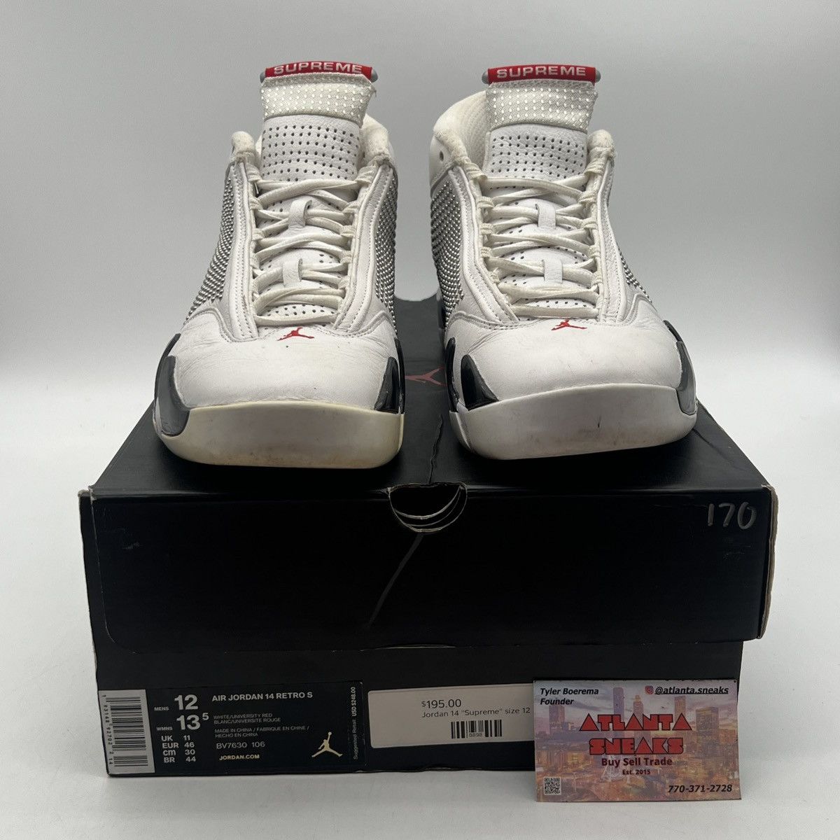 Jordan Brand Supreme x air Jordan 14 white Size US 12 / EU 45 - 2 Thumbnail