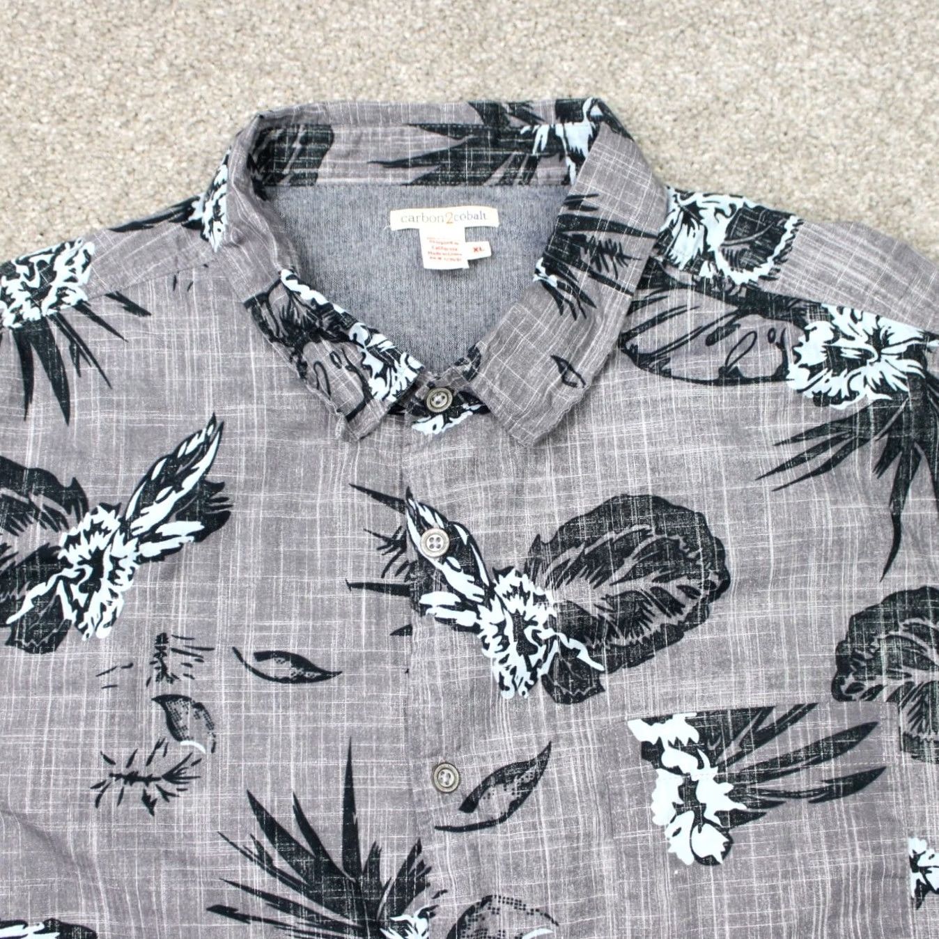Carbon Carbon2Cobalt Shirt Mens XL Gray Floral Reverse Print 100% Cotton Short Sleeve Size US XL / EU 56 / 4 - 4 Thumbnail