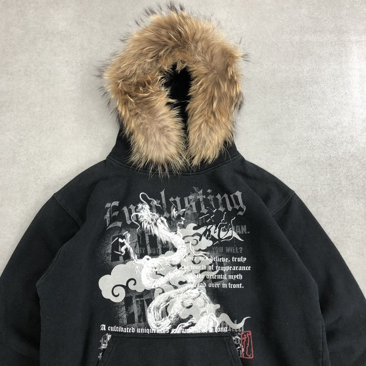 If Six Was Nine × Japanese Brand × Le Grande Bleu (L.G.B.) 2000s Sorriedere Poem Dragon Cross Ifsixwasnine Fur Hoodie Size US M / EU 48-50 / 2 - 2 Thumbnail