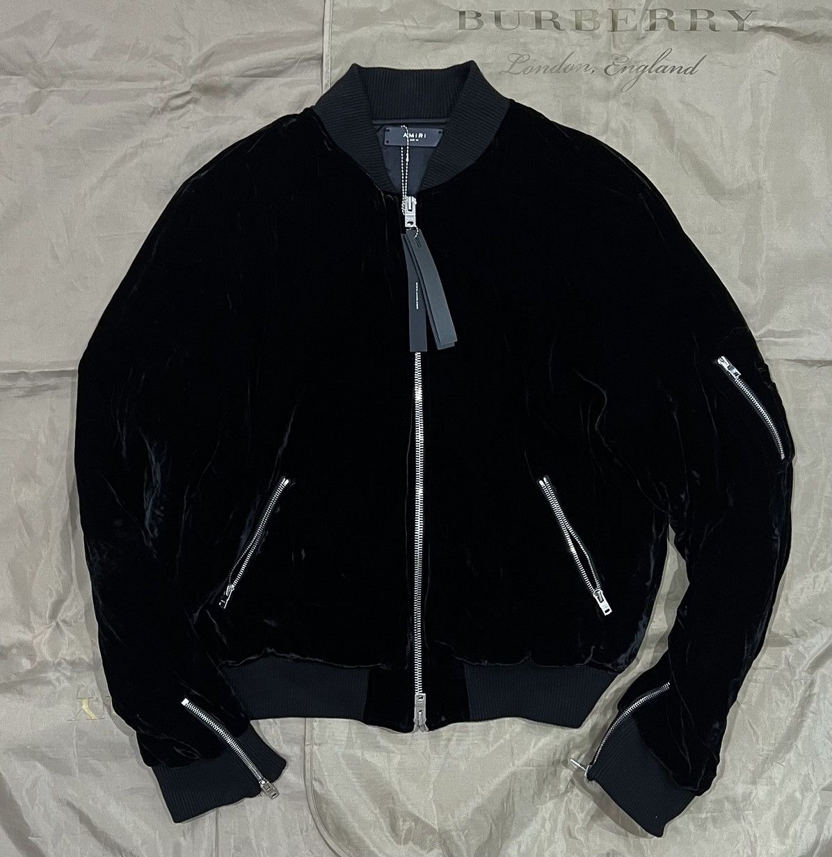 Amiri AMIRI Velvet Bomber Jacket black size 56 $3500 Size US XL / EU 56 / 4 - 1 Thumbnail
