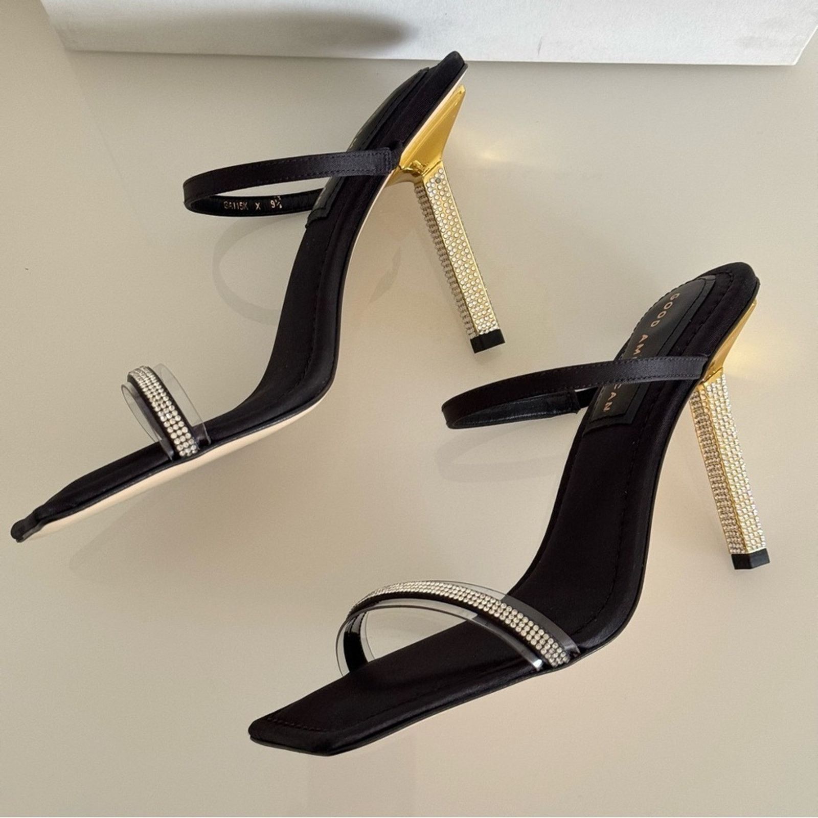 Good American NEW! Good American Heels, Size 9,5 Satin Black with Crystals Size US 9.5 / IT 39.5 - 6 Thumbnail