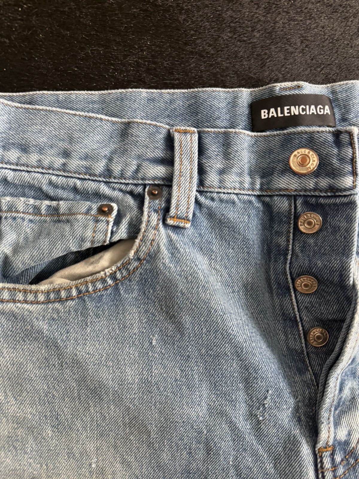 Balenciaga Balenciaga Distressed Straight-Leg Jeans – Light Wash Size US 32 / EU 48 - 3 Thumbnail