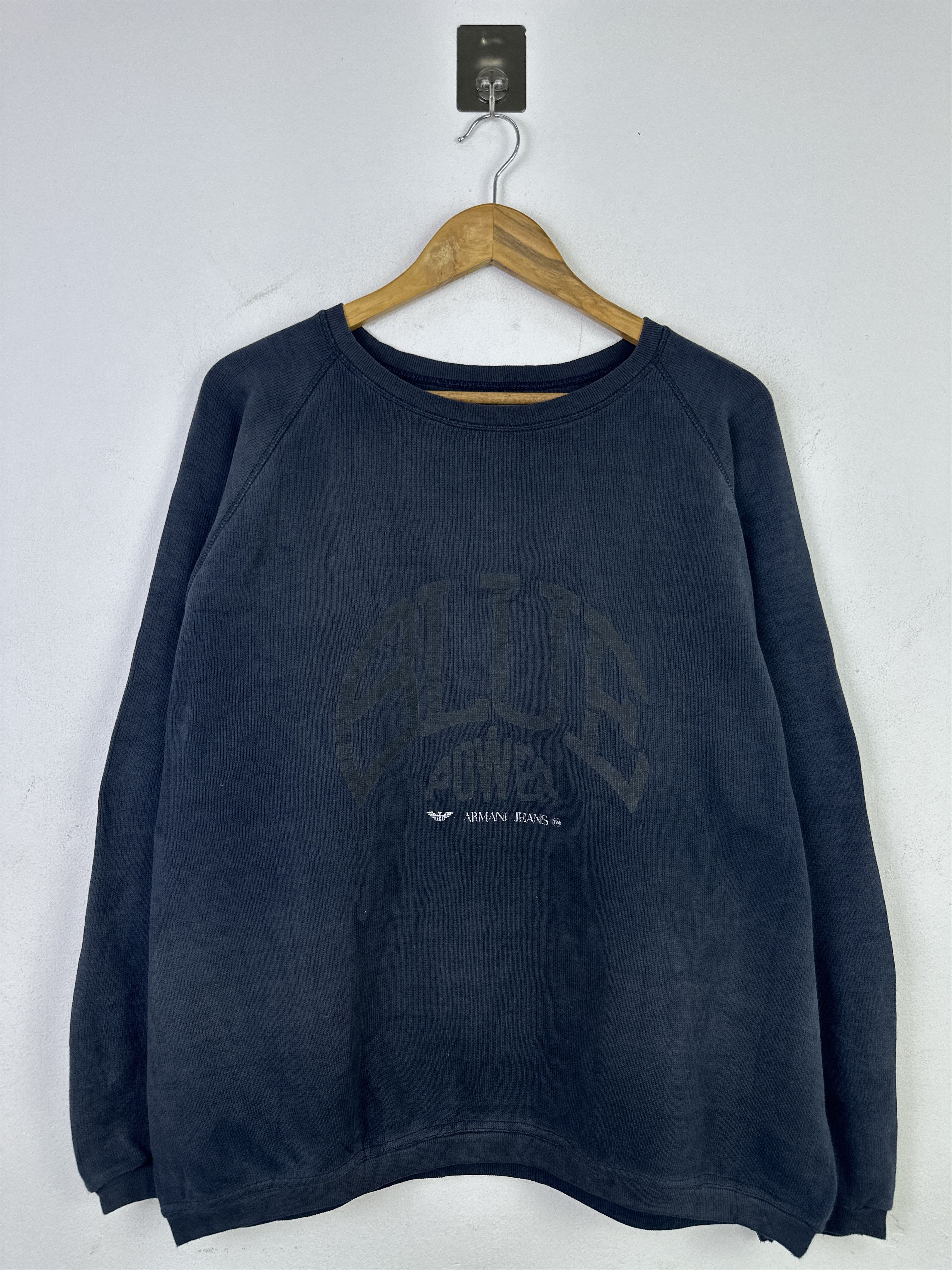 Giorgio Armani Vintage Armani Jeans "Blue Power" Navy Sweatshirt BP0010 Size US L / EU 52-54 / 3 - 1 Thumbnail