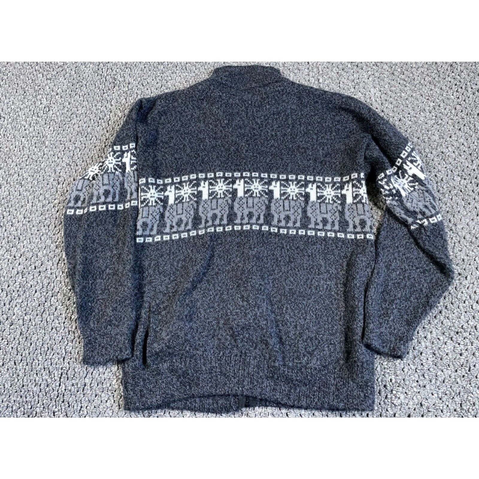 Camel VINTAGE Chunky-Knit Sweater Men's Medium Gray Full Zip Collared Casual 80s Retro Size US M / EU 48-50 / 2 - 2 Thumbnail