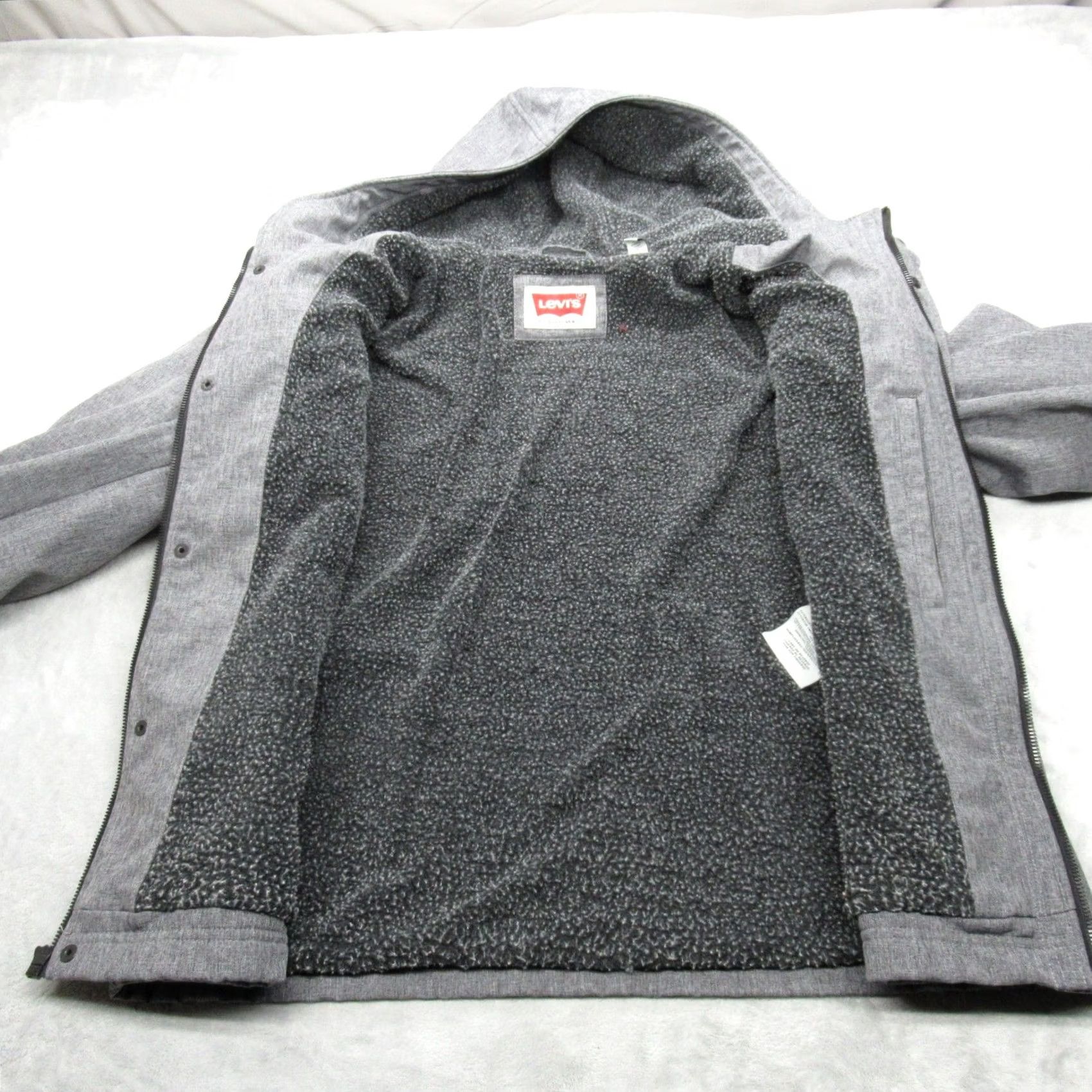 Levi's Levis Jacket Men Large Gray Sherpa Lined Water Resistant Hooded Full Zip Trucker Size US L / EU 52-54 / 3 - 3 Thumbnail