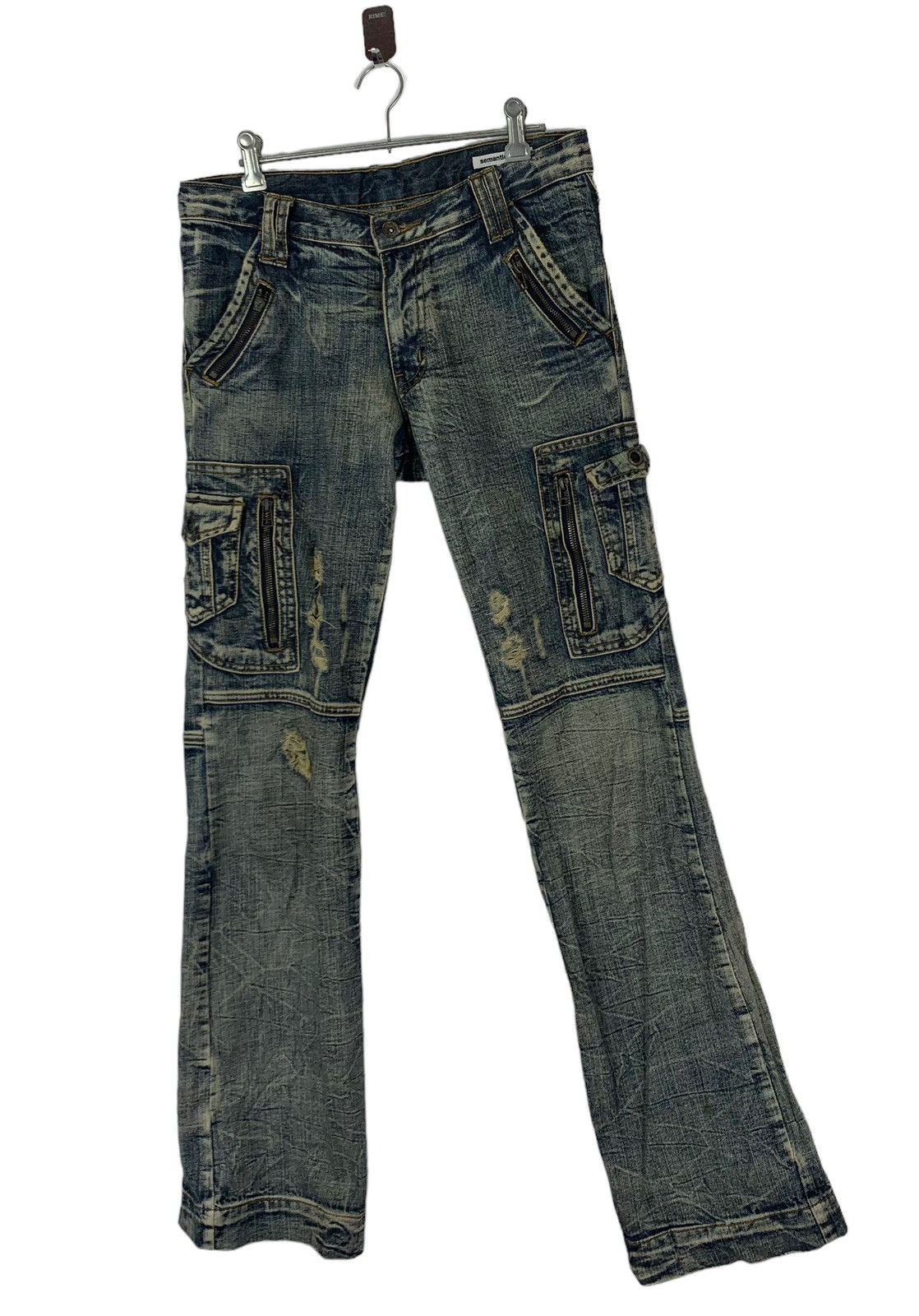 If Six Was Nine VINTAGE SEMANTIC DESIGN DISTRESSED DENIM PANT SIZE 31 Size US 31 - 2 Thumbnail