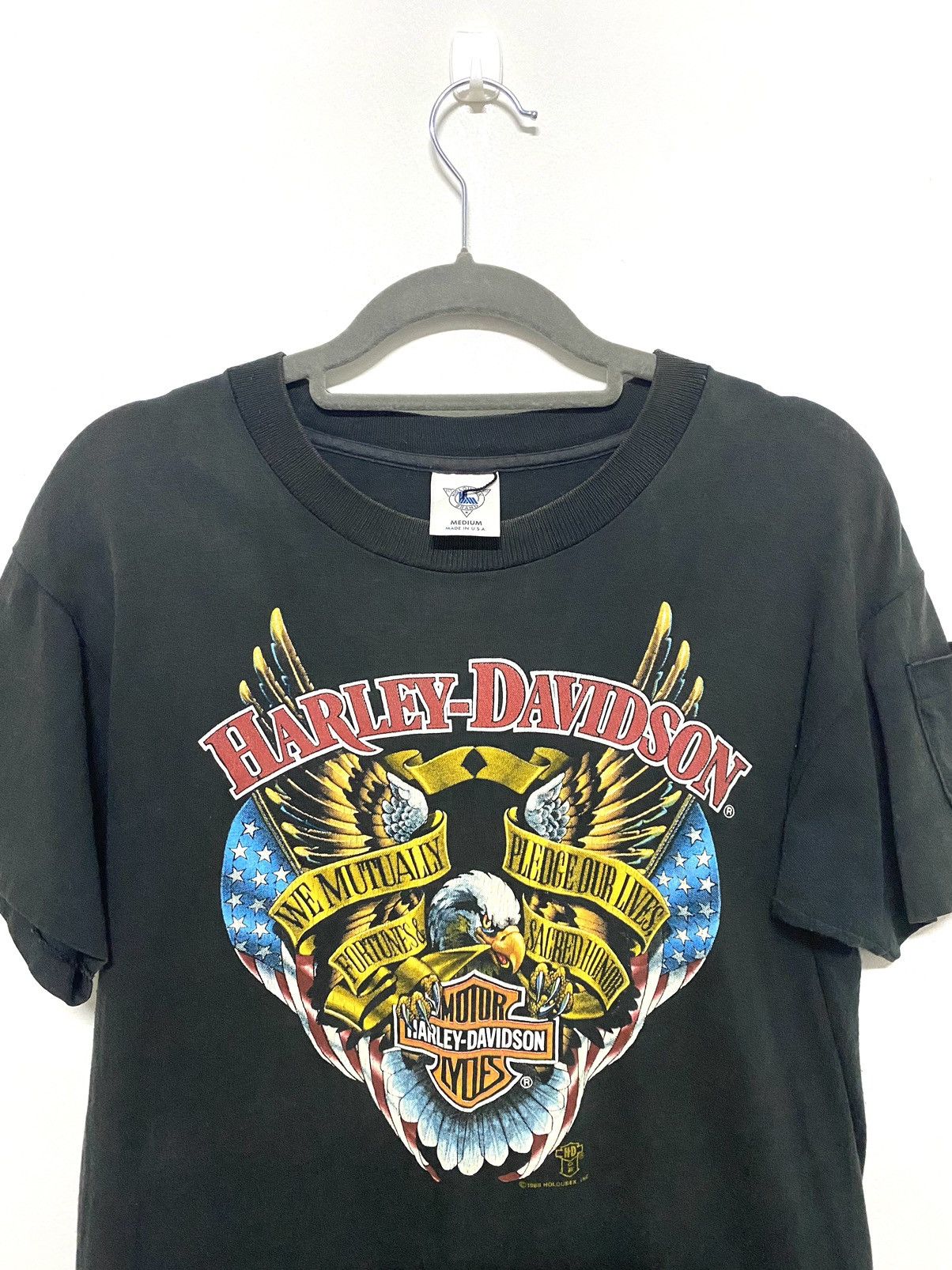 Harley Davidson × Vintage Vintage 1988 Harley Davidson Holoubek Pocket tees Size US M / EU 48-50 / 2 - 2 Thumbnail