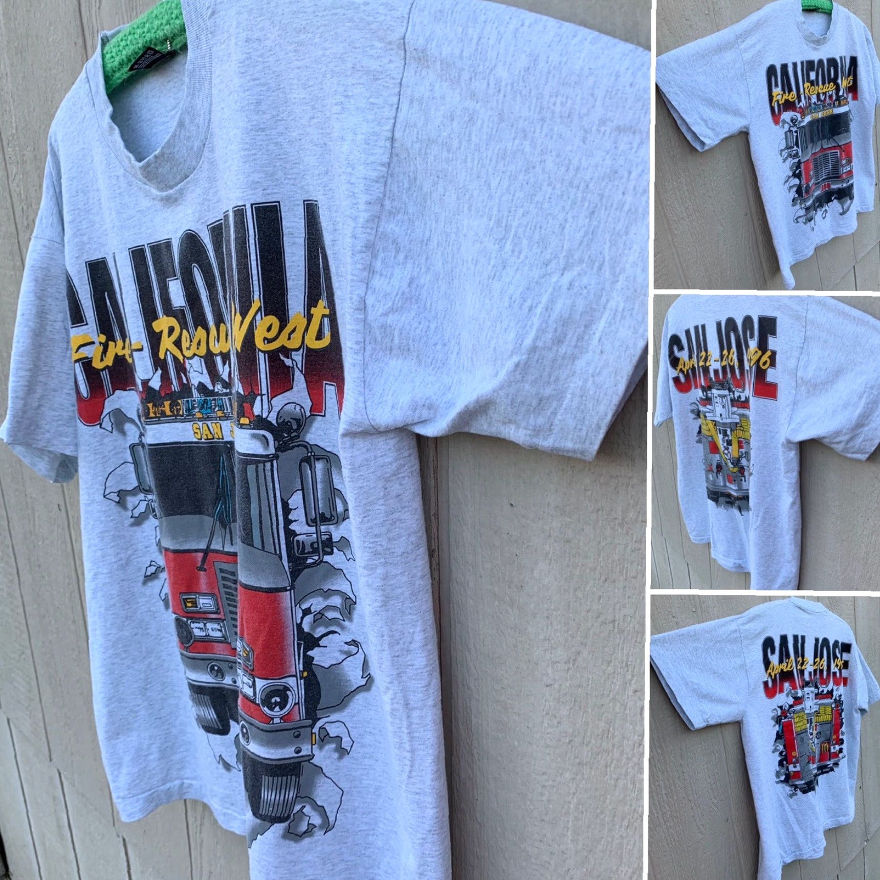 Fruit Of The Loom VINTAGE California Fire Rescue West San Jose 1996 t-shirt XL Fruit of the Loom Unisex Adults Short Sleeve Crew Neck Heather Gray 50/50 Graphic Print Size US XL / EU 56 / 4 - 2 Thumbnail