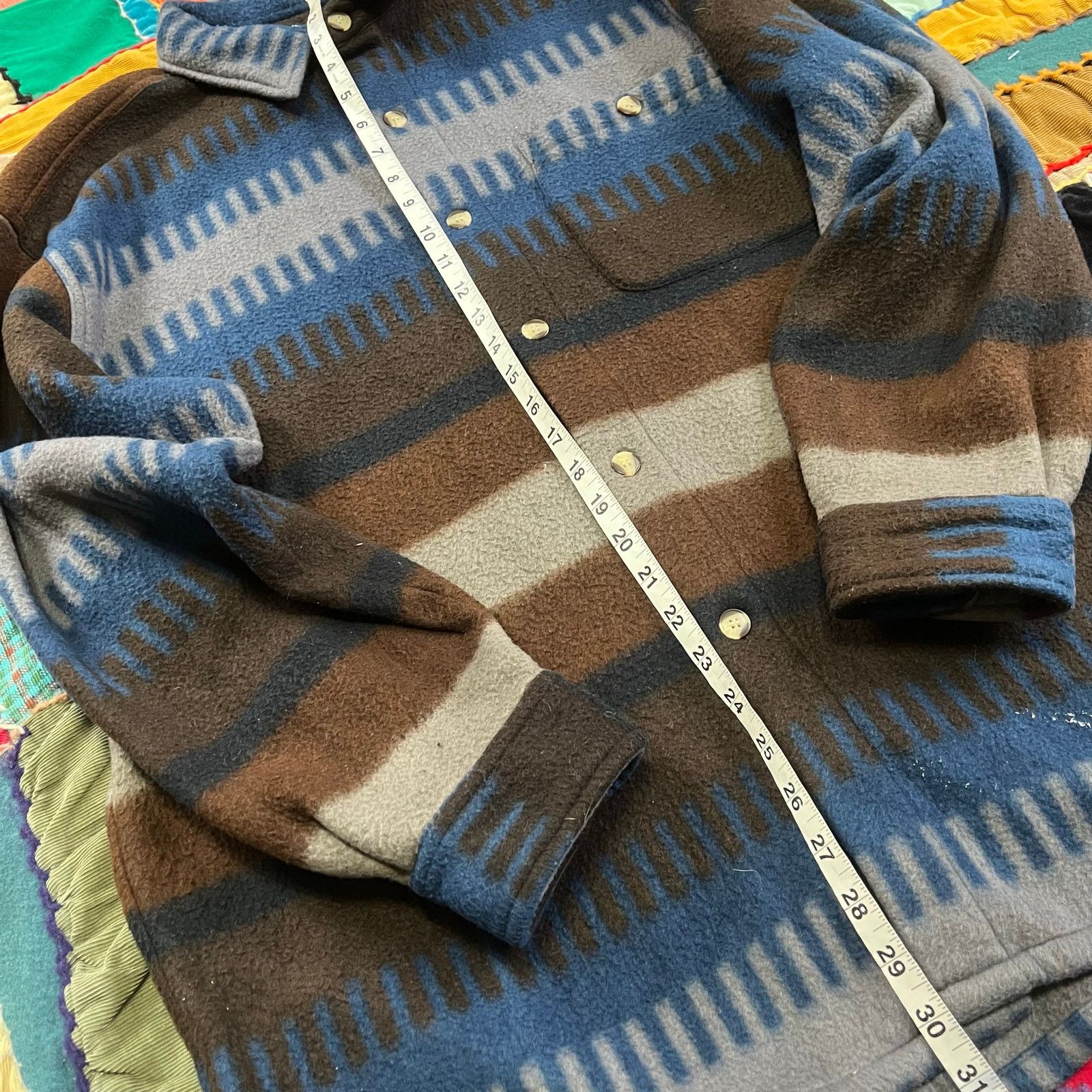 Other Pure Water Brown/Blue/White Bulky Striped Thick Flannel XL Size US XL / EU 56 / 4 - 5 Thumbnail