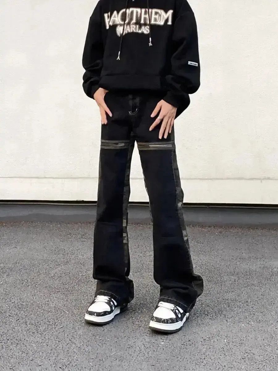 Japanese Brand Retro loose fitting camouflage patchwork jeans Size US 32 / EU 48 - 3 Thumbnail