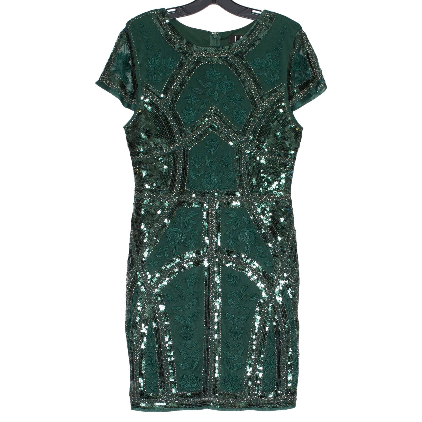 Lulus NWT Lulus Sequin Embroidered Cocktail Dress Emerald Green L Size L / US 10 / IT 46 - 1 Thumbnail