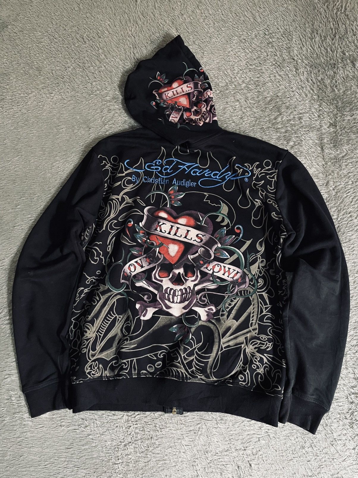 Ed Hardy Y2k 00’s Ed hardy tatoos zipper hoodie Size US XL / EU 56 / 4 - 8 Thumbnail