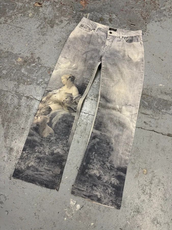 Roberto Cavalli 1990s Roberto Cavalli Angels Renaissance Grey Pants Size US 32 / EU 48 - 4 Thumbnail