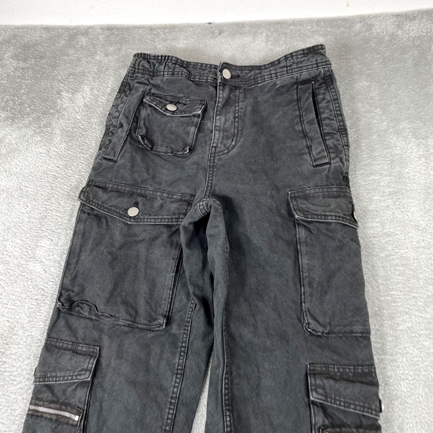 Zara Zara Cargo Pants Womens Small Black 28 Inseam 25.5 Straight Pockets Twill Cotton Baggy Streetwear Gorpcore Size 28" / US 6 / IT 42 - 3 Thumbnail