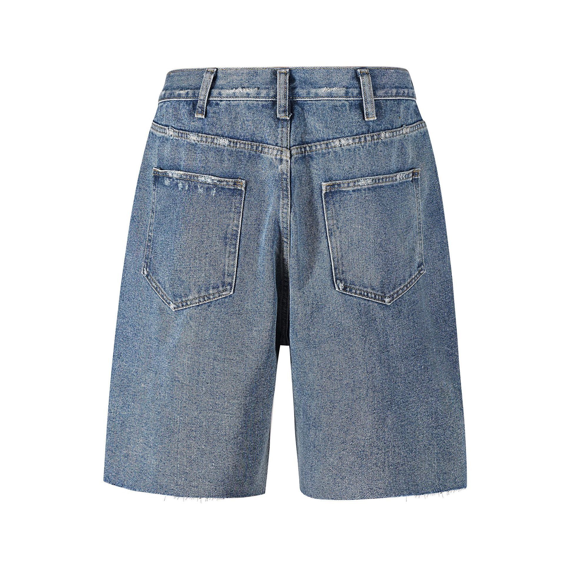 Japanese Brand × Jean High street washed whisker hole denim shorts y2k Size US 32 / EU 48 - 2 Thumbnail