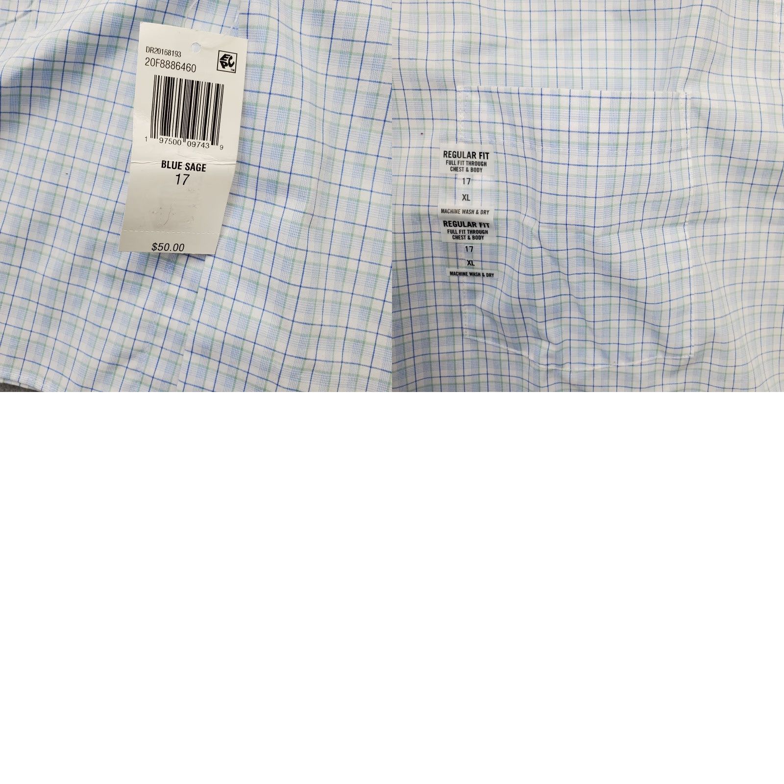 Van Heusen Van Heusen Dress Shirt Mens XL Blue Plaid Formal Regular Wrinkle-Free Button-Up Size 46R - 8 Thumbnail