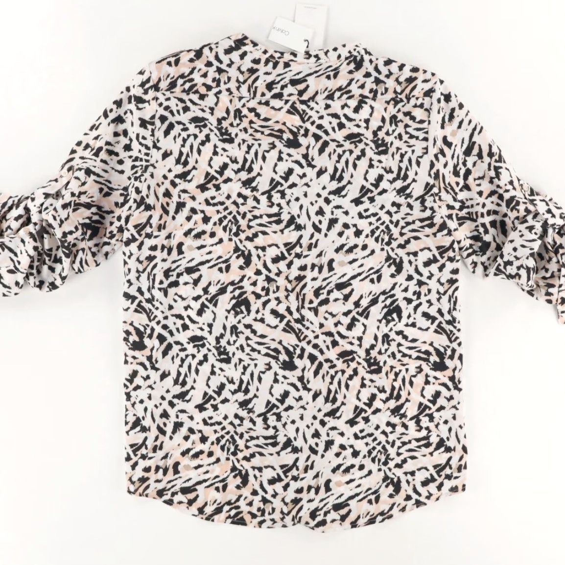 Calvin Klein Calvin Klein Shirt Womens L Tunic Aminal Print Long Sleeve Button Up Shirt - Multi-Colored, Crew Neck, Regular Fit, Polyester, Adult Women Size L / US 10 / IT 46 - 4 Thumbnail