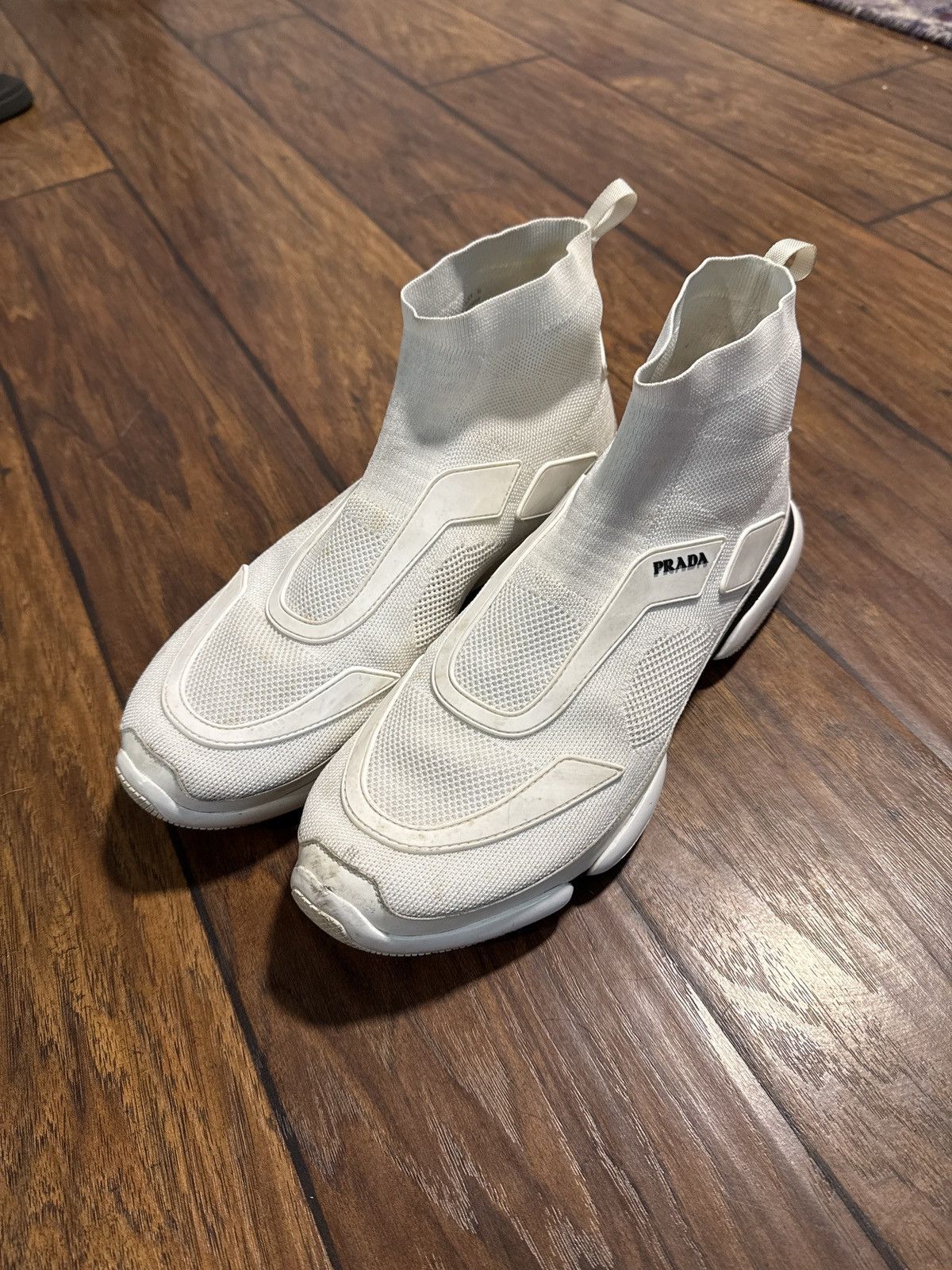 Prada White Cloudbust high top slip on sneaker Size US 10 / EU 43 - 1 Thumbnail
