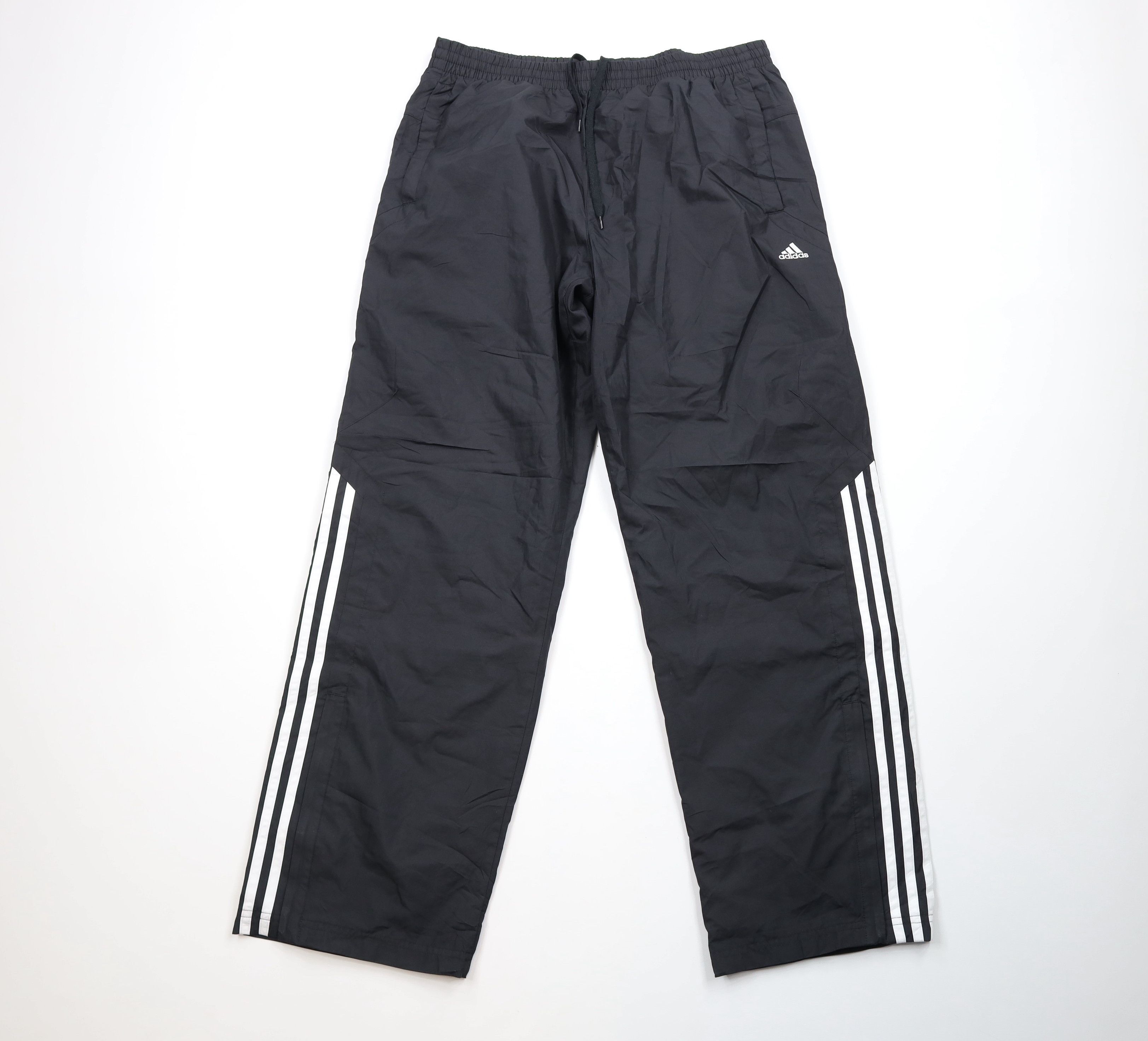 Adidas × Vintage Vintage Adidas Spell Out Striped Lined Wide Leg Pants Black Size US 34 / EU 50 - 1 Thumbnail