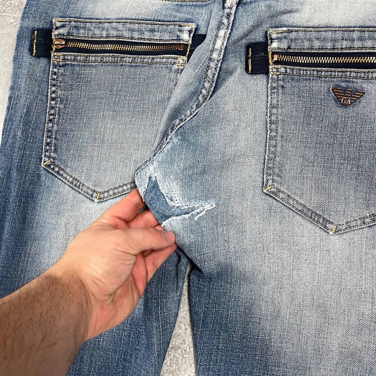 Armani Vintage 2000s ARMANI JEANS Distressed Y2K Jeans Blue Size 34 Size US 34 / EU 50 - 21 Thumbnail
