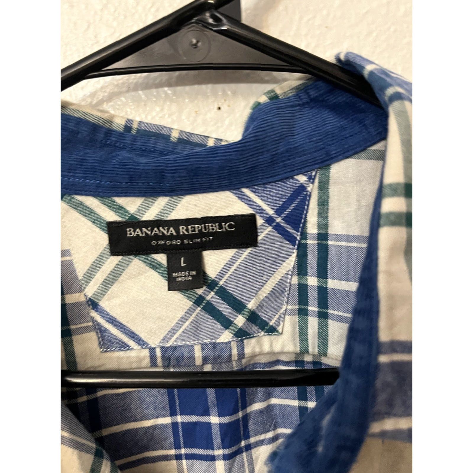 Banana Republic Banana Republic Oxford Shirt Tailored Slim Fit Mens Sz L Plaid Blue Cotton Button Up Shirt Size US L / EU 52-54 / 3 - 3 Thumbnail