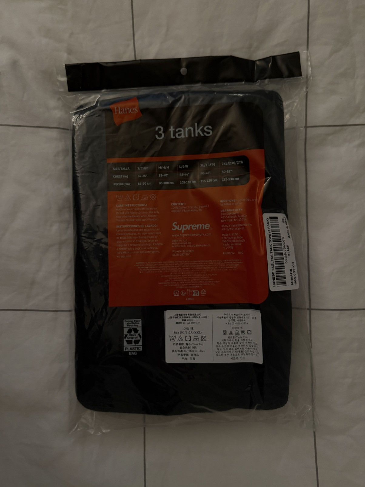 Hanes × Supreme Supreme x Hanes Tank Tops (3 Pack) Black Cotton Size XXL Size US XXL / EU 58 / 5 - 4 Thumbnail