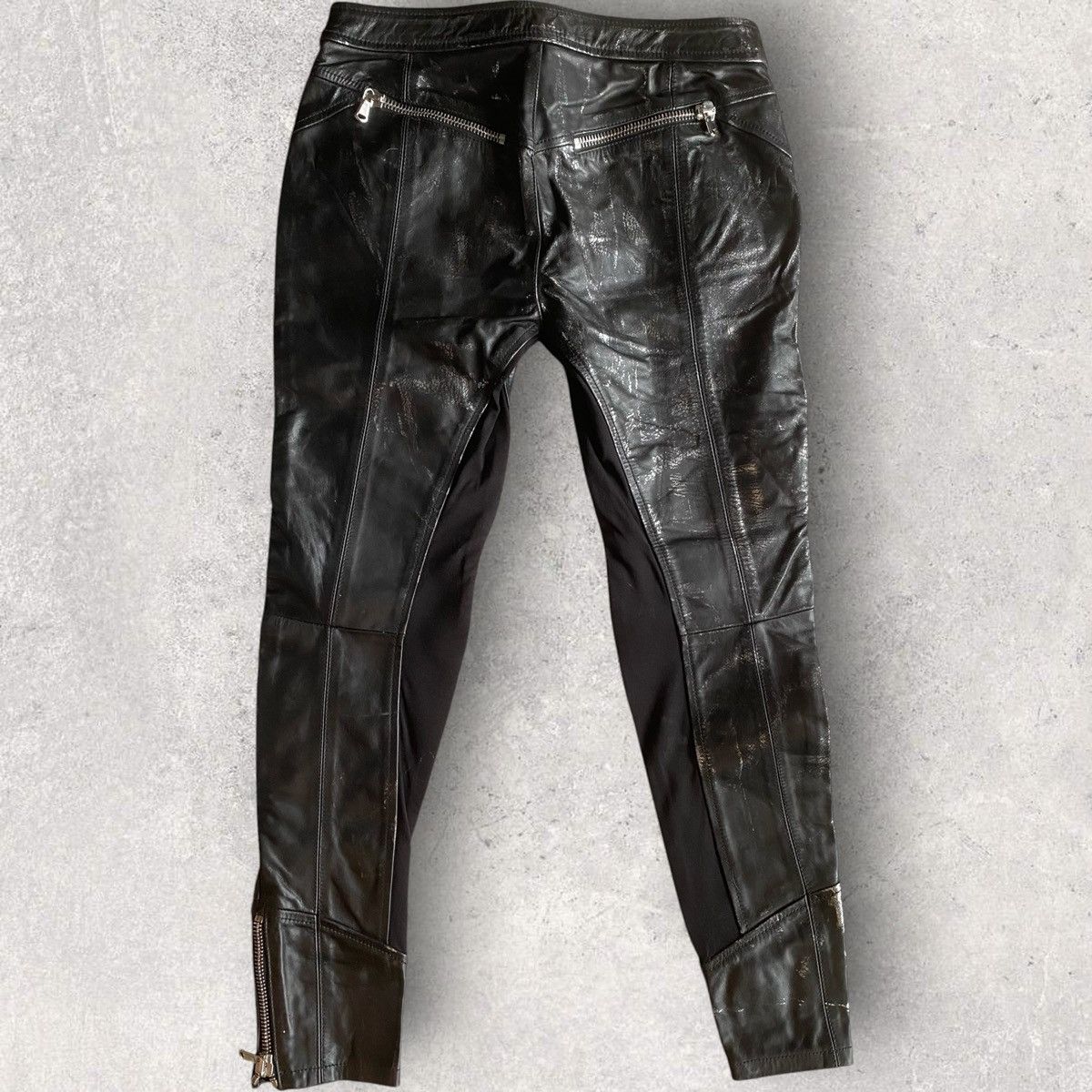 Valentino Valentino Painted Leather Biker Pants Size 28" / US 6 / IT 42 - 3 Thumbnail