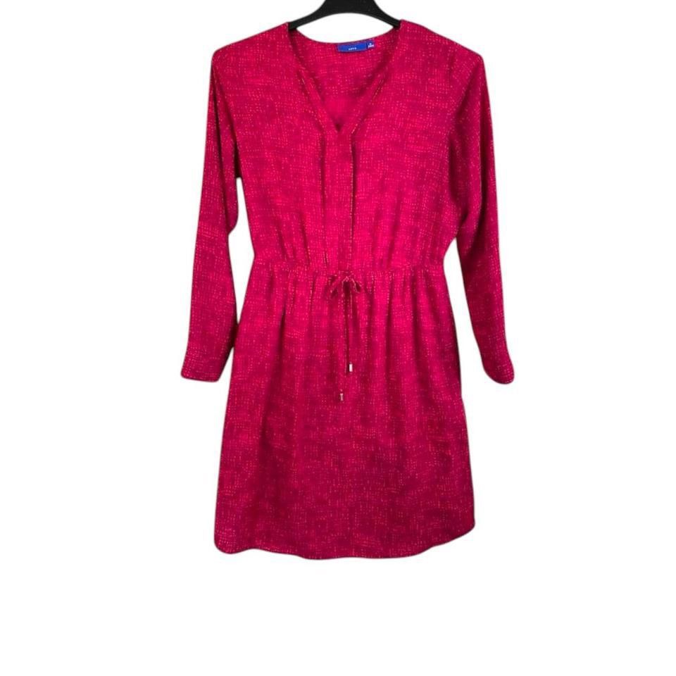 Apt. 9 Apt. 9 Textured Dress With Roll Tab Sleeves Pink V-neck Size M / US 6-8 / IT 42-44 - 1 Thumbnail