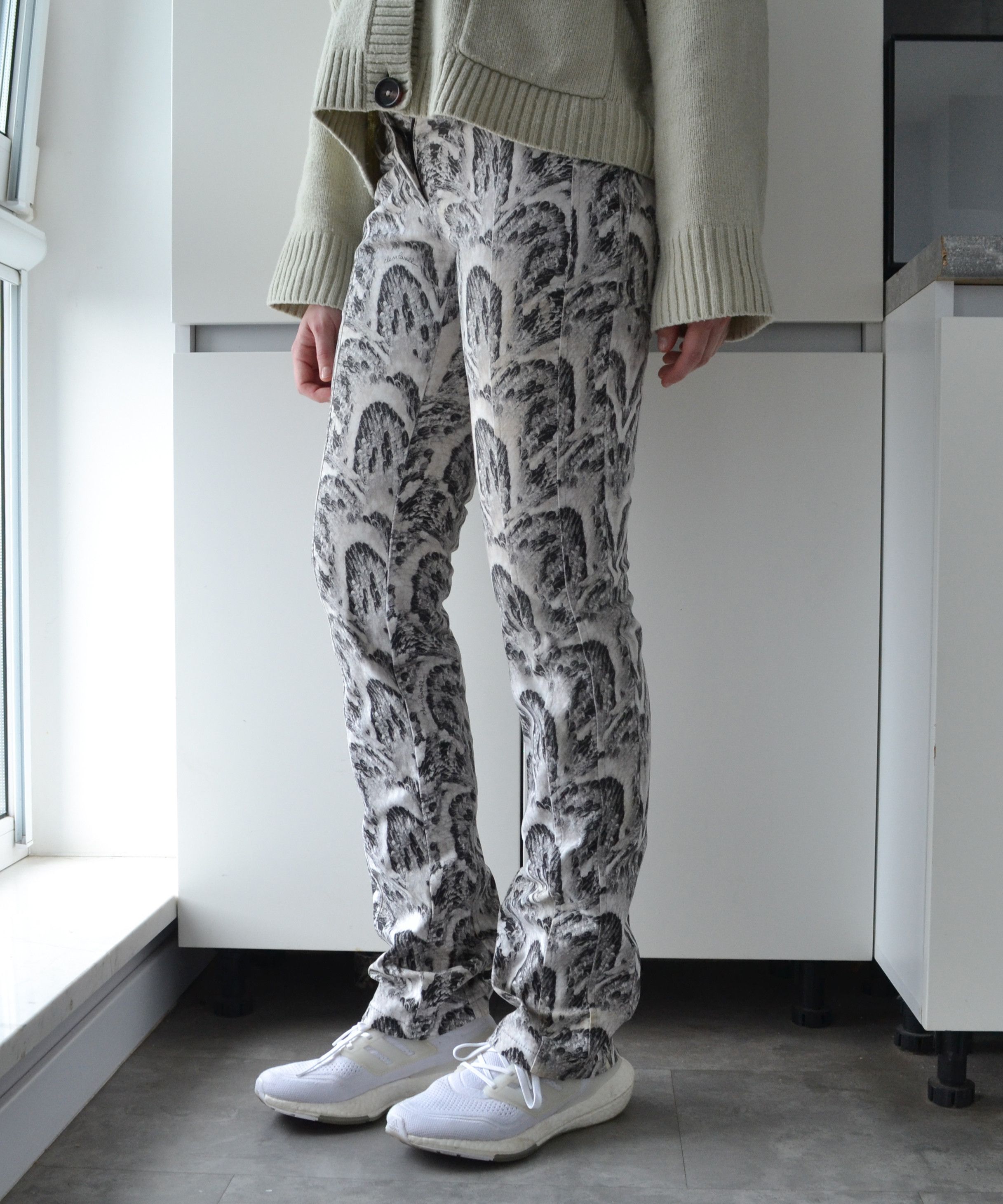 Roberto Cavalli Jeans Pants Black White Vintage y2k Print