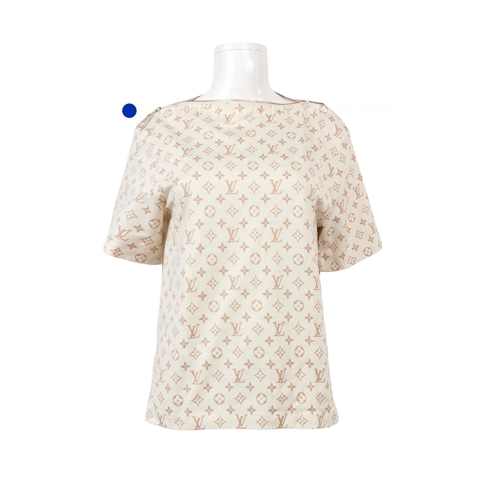Louis Vuitton Monogram Zipper Tee in Beige Size US S / EU 44-46 / 1 - 1 Thumbnail