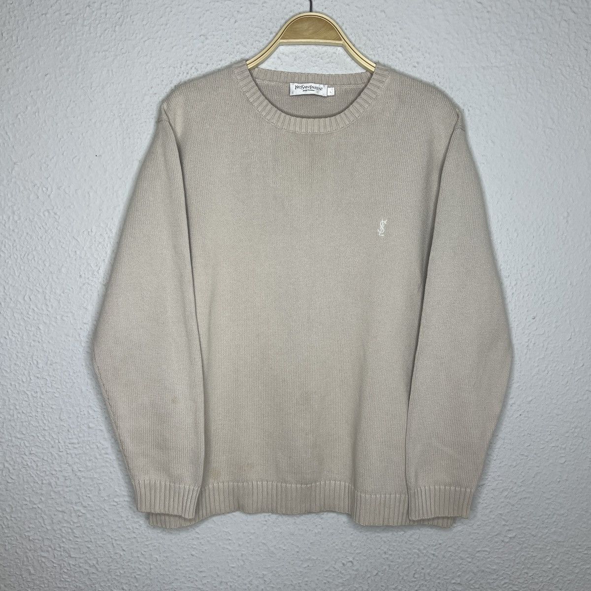 Designer × Yves Saint Laurent Yves Saint Laurent YSL Jumper Sweater Knitwear Beige Size US L / EU 52-54 / 3 - 1 Thumbnail