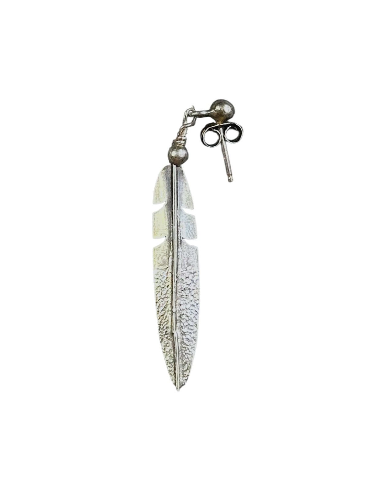 Vintage NATIVE AMERICAN INSPIRED STERLING SILVER FEATHERS EARRINGS Size ONE SIZE - 5 Thumbnail
