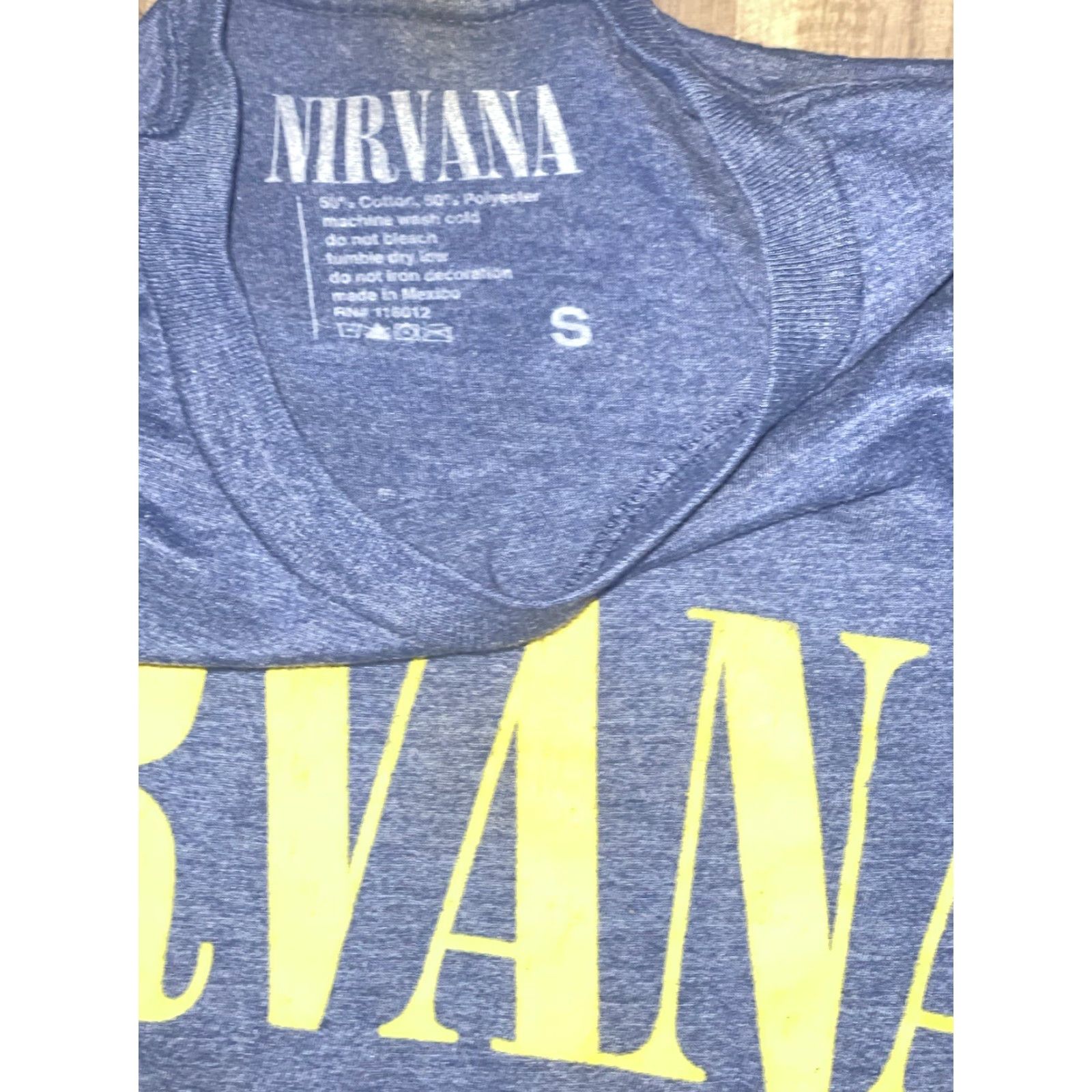 Vintage NIRVANA T-Shirt Mens Crew Neck Short Sleeve Logo Smiley Face Blue Yellow 90s Grunge Music Band Size M Size US M / EU 48-50 / 2 - 2 Thumbnail