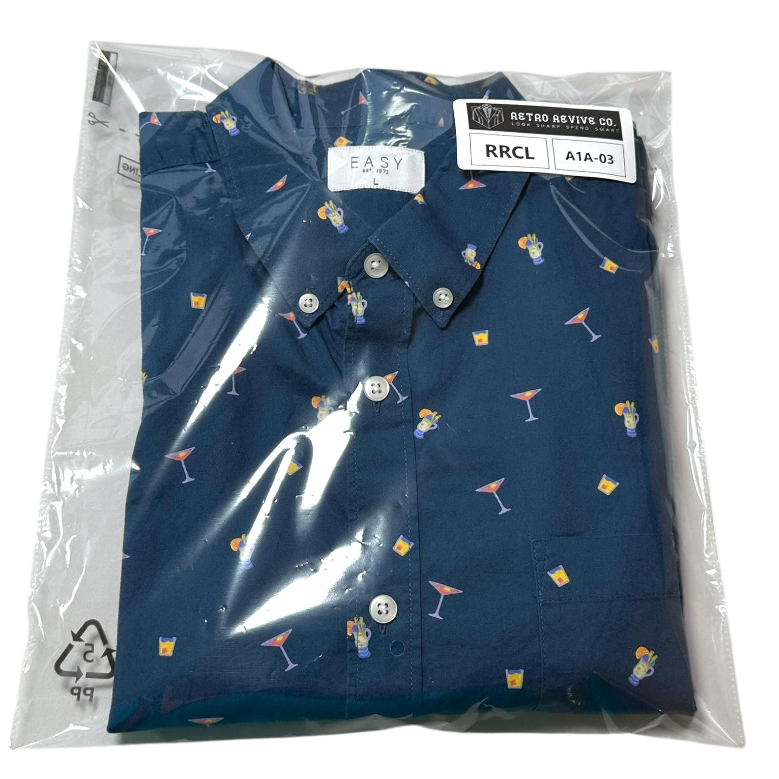Eastpak Easy Navy Blue Short Sleeve Button-Up Shirt Cocktail Size US M / EU 48-50 / 2 - 12 Thumbnail