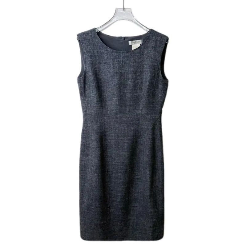 Max Mara MaxMara Gray Cotton Blend Dress for Women 0089 Size XS / US 0-2 / IT 36-38 - 1 Thumbnail