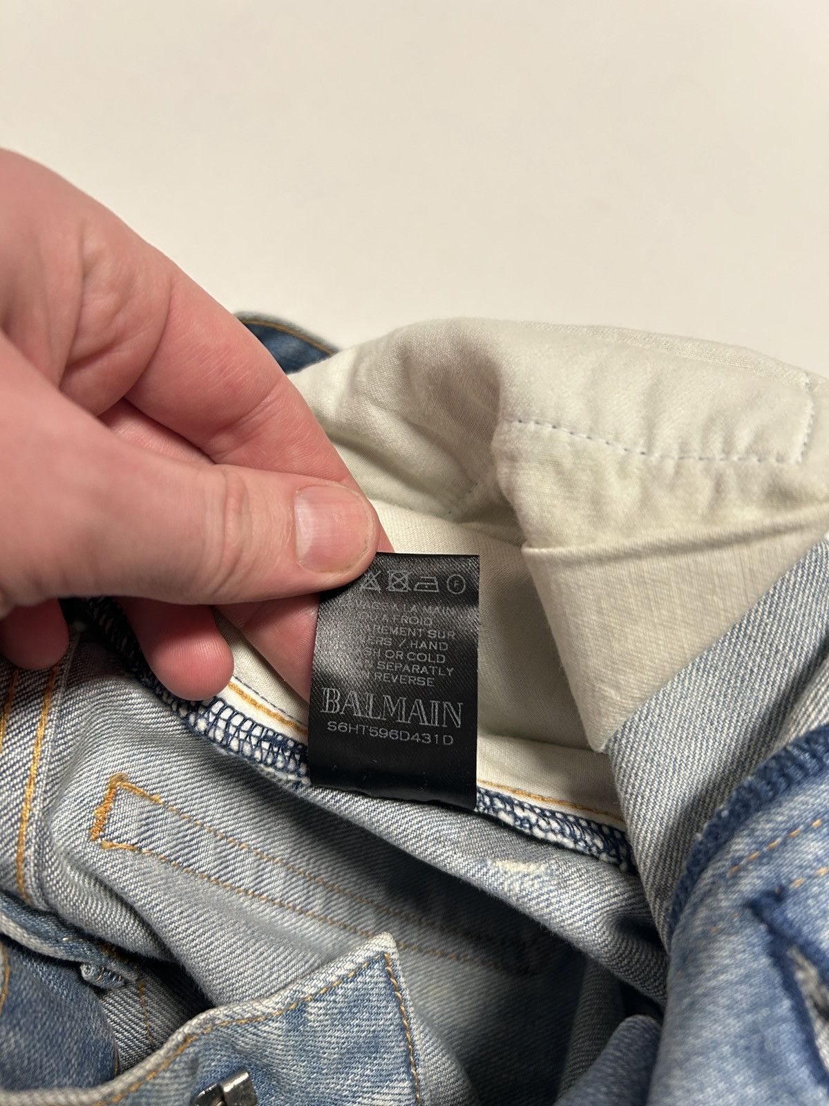 Balmain SS2016 Panelled Distressed Denim Size US 33 - 9 Thumbnail